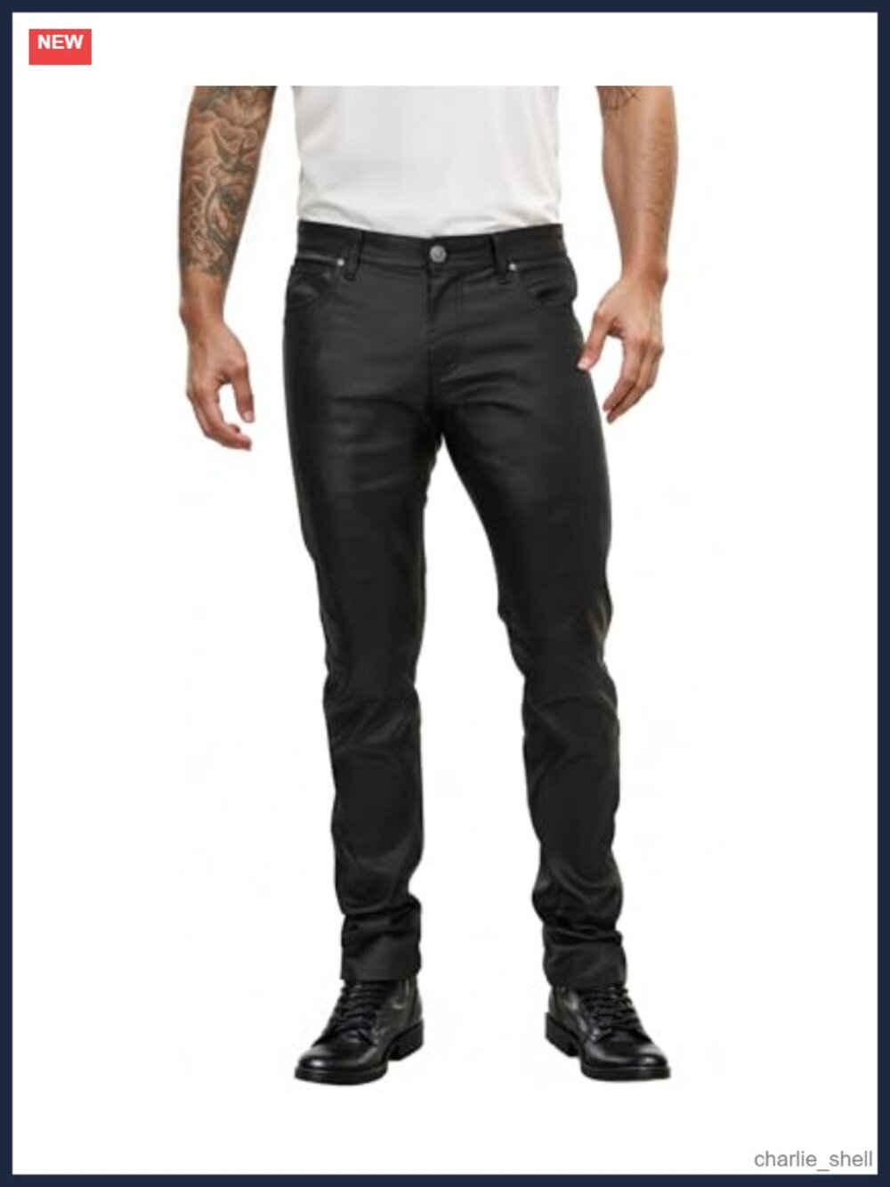 Men's Stretch Faux Leather Slim Fit Casual Pants